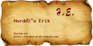 Hordós Erik névjegykártya