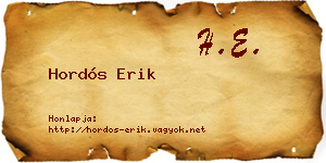 Hordós Erik névjegykártya